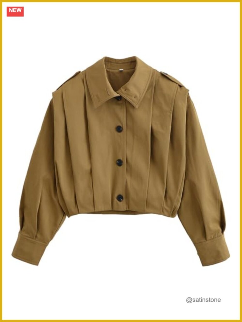 Cropped Pleated Trench Coat Casual Short Jacket Women's